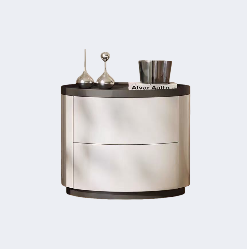 現代簡約 實木 烤漆 圓形床頭櫃ST069#雙抽