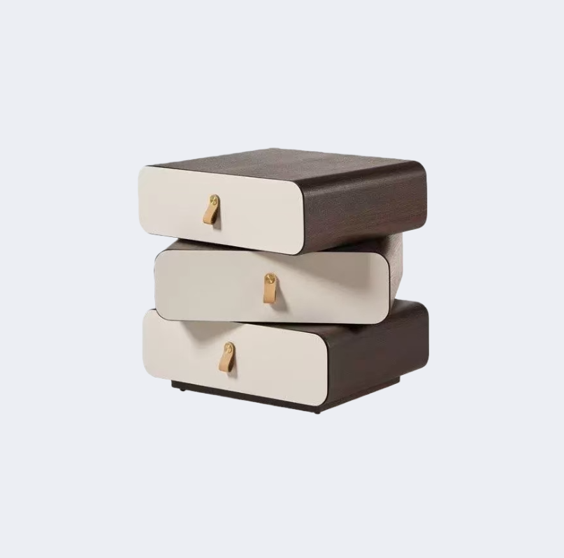 現代簡約 實木 三抽 旋轉床頭櫃ST224