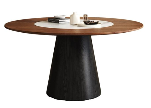 中古刹寂 内嵌轉盤 圓形實木餐桌7042#OL