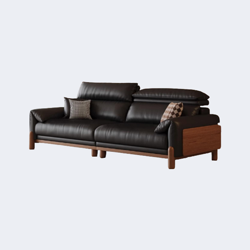 中古侘寂風 可調節頭枕 實木架 豆腐塊沙發OL-悠雲#