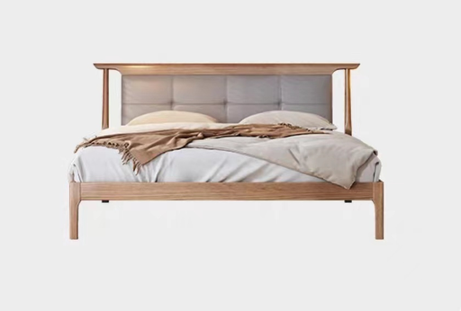 北歐風 白蠟木 仿真皮軟包靠背A02床 1.8米