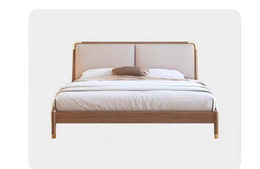 北歐風 白蠟木 軟包靠背 雙人床YL-A26床（1.8米）