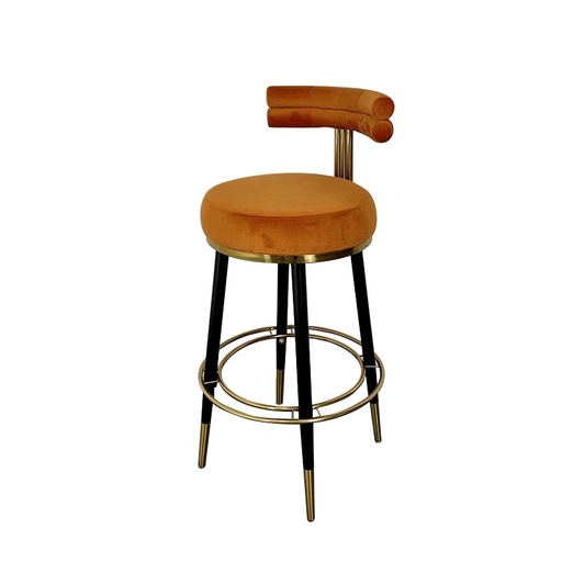 輕奢風 絨布H橙 高腳吧檯椅YH