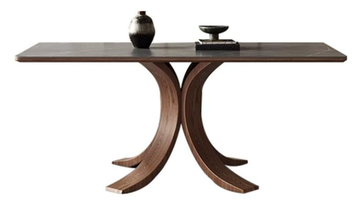 中古風 岩板 長形實木餐桌2416-2#OL