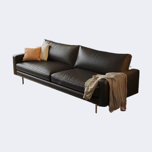 中古侘寂風 金属高脚 皮面沙發OL-塞恩#