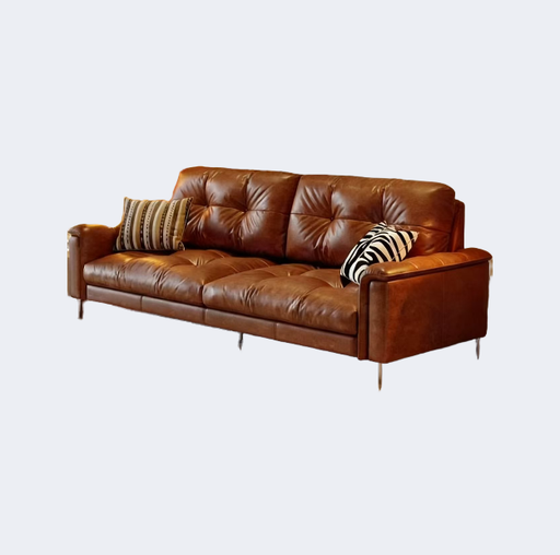 中古風 拉扣軟包 五金脚皮面沙發OL-星雲#