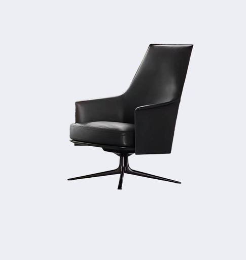 義式極簡 可旋轉 皮面 高背扶手椅AC092