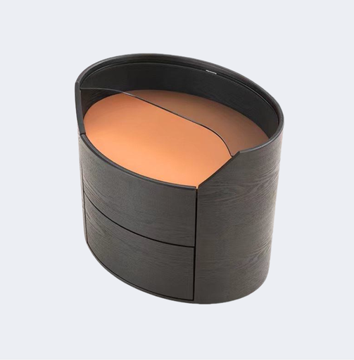 現代簡約 贴木皮 圓形床頭櫃ST225